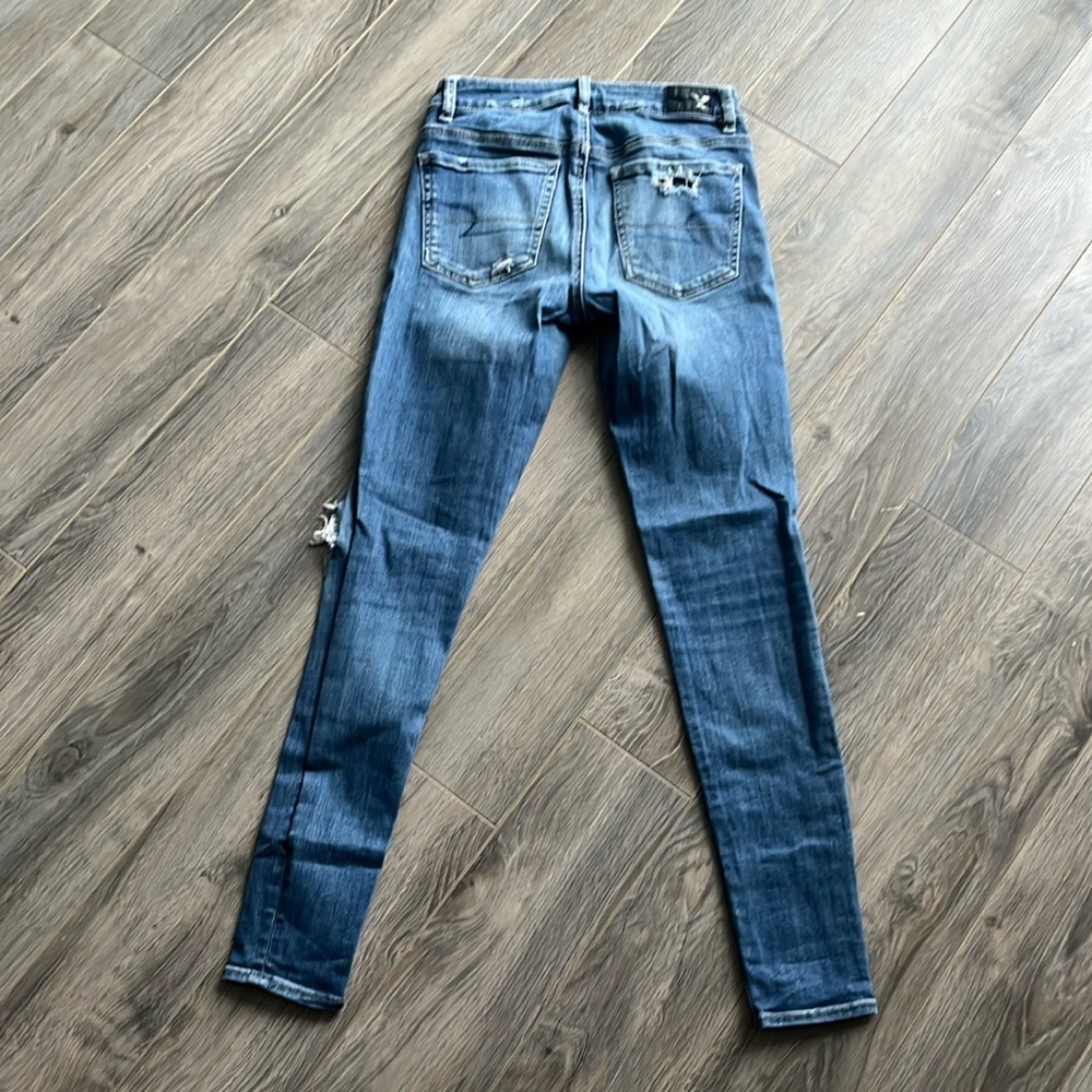 AMERICAN EAGLE Distressed Blue Skinny Jeans - Picture 6 of 8